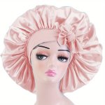 1PC Satin Silky Bonnet With Adjustable Tie Band Lightweight Sleeping Hair Cap For Women Men Hair Care Night Bonnet Hair Protecti
