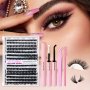 60D80D Fluffy 30D40D Natural A04 Thick Look Mix Cluster Eyelashes Kit 3D Volume Individual Lashes 0.07MM Thickness With Curl D 9-18MM Length Mixed Fluffy