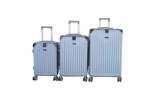 Smte Galaxia 3-PIECE Abs Silver Luggage Set Spinner Wheels & Hardshell With Keychain