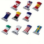 1PC Car Sticker Usa Germany Italy UK Australia Spain France Japan Sweden Flag Sticker Metal 3D Stereo Aluminum Car Body Universa