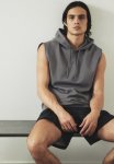 Regular Fit Sleeveless Sports Hoodie In Drymove - Dark Grey