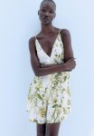 A-line Strappy Dress - Cream Floral