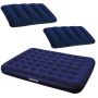 Bestway - Flocked Queen Airbed - Blue With Inflatable Travel Pillow
