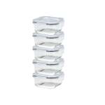 5 Piece 520ML Glass Food Storage Container Set Clear