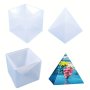 1SET Diy Big Pyramid Resin Mold Large Silicone Pyramid Molds Jewelry Making Craft Mould Tool With 1PC Inner 1PC Outer Shell Silicone Mold