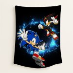 Animation Personalised Fleece Blanket Sonic Black Blue Circle