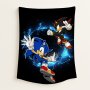 Animation Personalised Fleece Blanket Sonic Black Blue Circle