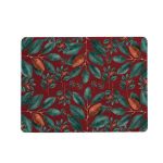 Green Leaves On Red Placemats