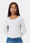 Lace-trimmed Pointelle Jersey Top - White