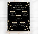 Black And Cream Modern Floral Wedding Seating Plan
