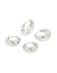 Waterproof Stainless Steel Thick Oval Huggie Earrings 2-PACK