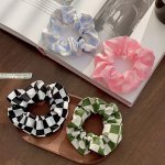 4PCS Checkerboard Style Plaid Fabric Large Hair Scrunchies Y2K Vintage Hair Ties Elegant Ponytail Holders Hair Accessories
