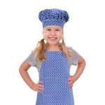 Crjhns Kids Apron And Chef Hat Set Adjustable Cotton Child Aprons With 2 Pockets Cute Girls Kitchen Bib Aprons For Cooking Bakin