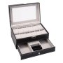 2 Tier Pu Leather Watch & Jewelry Storage Box-black