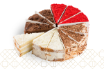 4 Cake Variety Pack: Mozart Chocolate Nostalgia Vanilla Dream Red Velvet - Large