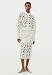 Broderie Anglaise Satin Skirt - White