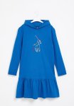 Polo Girls Embroidered Long Sleeve Hooded Dress - Cobalt