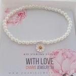 Summer-mae 925 Sterling Silver Pearl Bracelet Dainty Stretch Bracelet