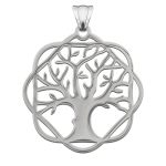 Stainless Steel Tree Necklace Of Life With Geometric Circle Pendant Symbolic Jewelry Stainless Steel