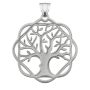 Stainless Steel Tree Necklace Of Life With Geometric Circle Pendant Symbolic Jewelry Stainless Steel