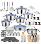 Smte Stainless Steel 7-LAYER Thermal Bottom Cookware 50 Piece Set With Keychain