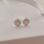 Cali 925 Sterling Silver Crystal Rose Water Pink Studs Size: 7MM