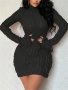Solid Mock Neck Slim Dress Elegant Long Sleeve Bodycon Dress For Spring & Fall Women's Clothing