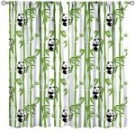 Zhirain Asian Print Curtains Cartoon Panda Bears Exotic Jungle Trees Illustration Curtain With Rod Pocket For Bedroom Living Roo