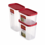 4 Piece - Plastic Rectangular Food Storage Containers Set - Red