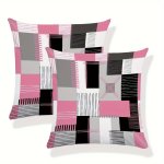 2 Pcs Geometric Square Polyester Cushion Cover Throw Pillow Cover Bedroom Accessories Sofa Cushion Cover Living Room Throw Pillo