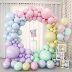 134PCS Yellow Blue Purple Powder Latex Balloon Colored Paper Balloon Suitable For Birthday Party Wedding Graduation Gift Party C