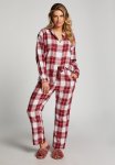 Pant Flannel Straight Check - Cerise
