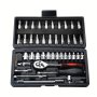 46PCS Car Repair Tool Kit: Ratchet Torque Wrench Spanner Screwdriver Socket Set Combo - Perfect For Bicycle & Auto Repairing