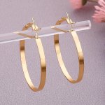 Golden Glossy Hoop Earrings Simple Japanese Korean Style Alloy Jewelry Versatile Accessories For Women