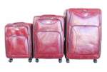 Smte 3-PIECE Pu Luggage Set Red burgundy Spinner Wheels Telescoping Handles With Keychain