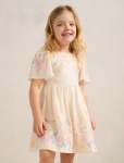 Olivia Girls Print Flutter Dress - 10-12 Yrs Yellow Spring Birds