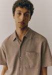 Regular Fit Textured Jersey Shirt - Dark Beige