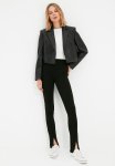 Slit Detail Knit Tall Trousers - Black