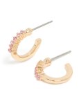 Goldair Gold Pink Diamante Row Huggie Earrings
