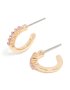 Goldair Gold Pink Diamante Row Huggie Earrings