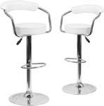 Smte Adjustable Bar Stools With Armrest And Chrome Base Set Of 2 White With Keychain