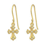 C888-C37264 - Gold Plated Sterling Silver Cz Cross Earrings 8X10MM