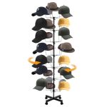 Ddbessic 7-TIER Rotating Hat Display Rack 35 Hooks Metal Freestanding Retail Display Stand Commercial Large Headwear Wig Metal F
