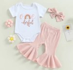 One Derful Birthday Romper Bellbottoms And Headband