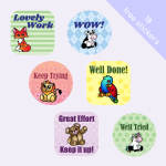 Cute Animals Merit Labels - English