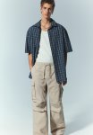 Relaxed Fit Cargo Trousers - Light Beige