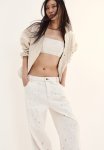 Frayed-edge Twill Trousers - Cream