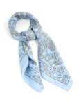 Light Blue Paisley Printed Fabric Scarf Scrunchie