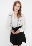 Embroidered Balloon Sleeve Blouse - White