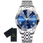 Classic Blue Dial Stainless Steel Men's Watch-gift For Him
